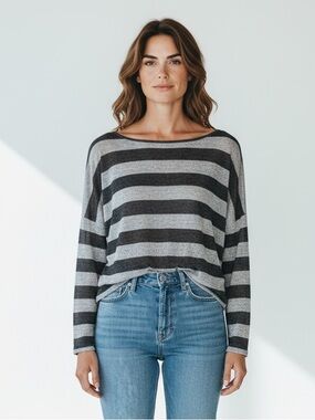 EUC Bobeau Women’s Striped Top Size L